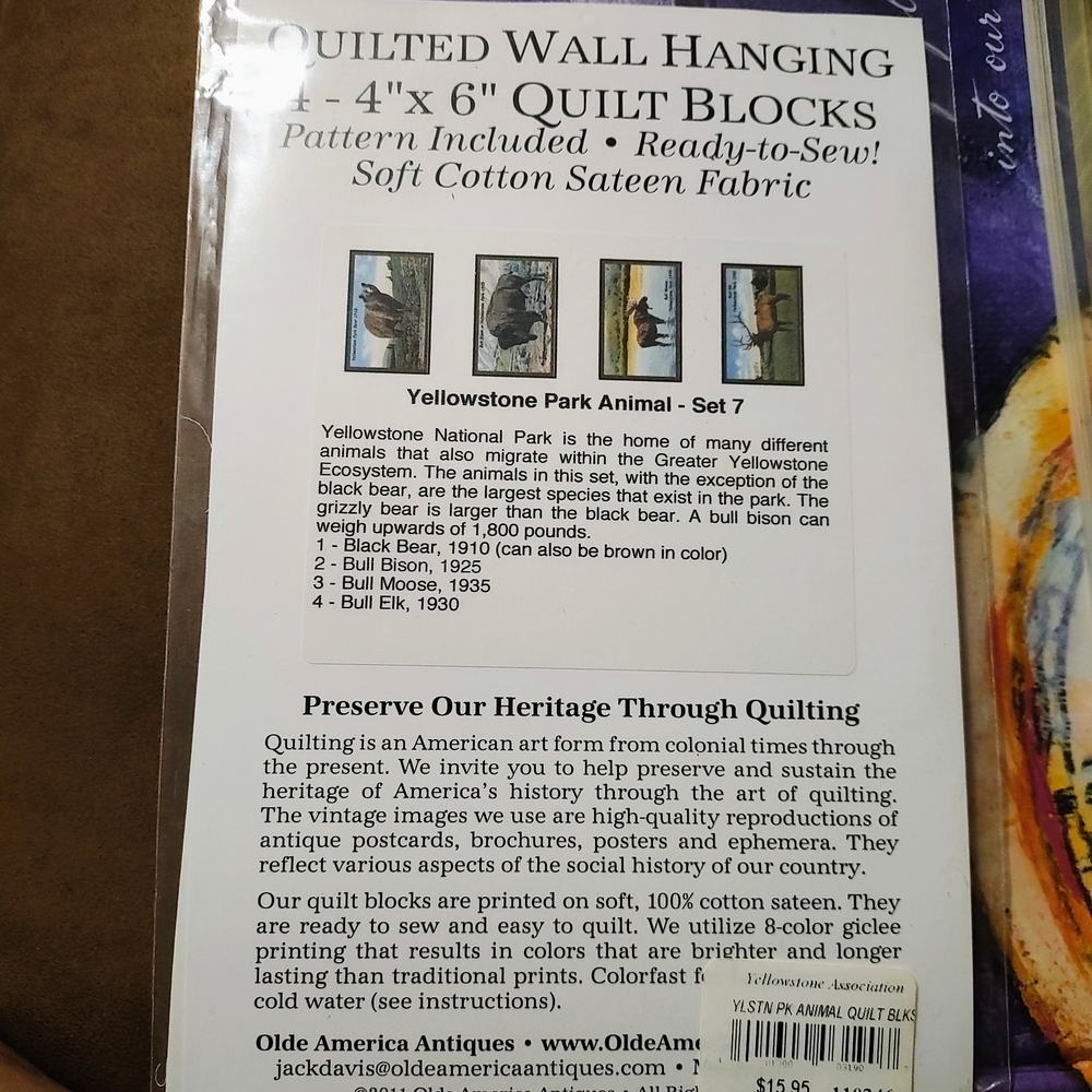 5 Different Quilted Wall Hanging Kit with Animal Prints